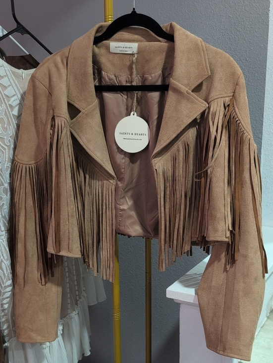 Saints & Hearts Jackets & Blazers - Saints & Hearts Women’s Tan Suede Fringe Leather Jacket